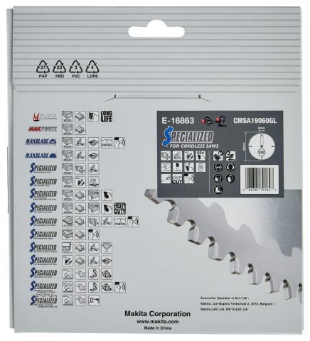 T.C.T ZĀĢRIPAS alumīnijam, 190 x 30 mm, 60T, EFFICUT E-16863 Makita