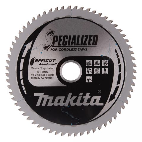T.C.T ZĀĢRIPAS alumīnijam, 216 x 30 mm, 63T EFFICUT E-16916 Makita