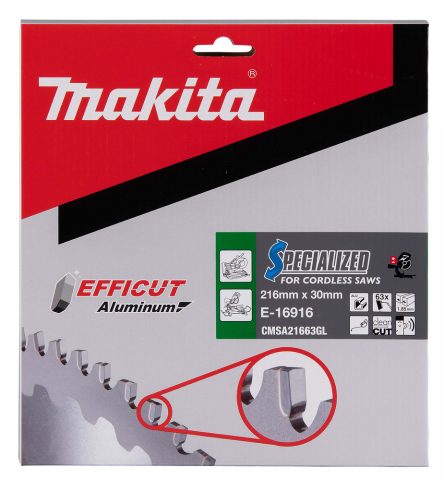 T.C.T ZĀĢRIPAS alumīnijam, 216 x 30 mm, 63T EFFICUT E-16916 Makita