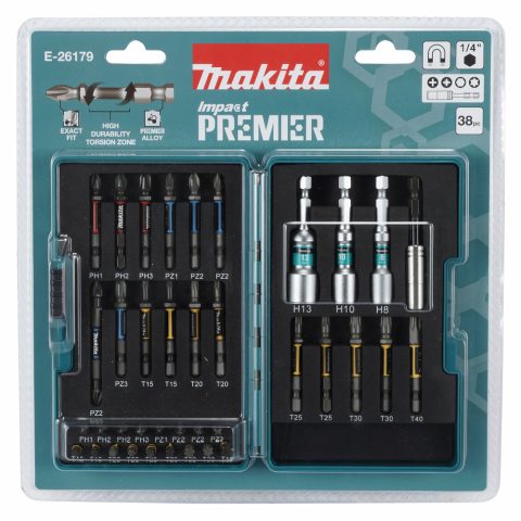 Impact PREMIER vērpes skrūvgriežu uzgaļu komplekts ar 38 uzgaļiem  E-26179