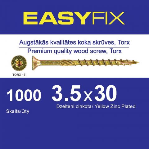 EASY-FIX Koka Konstrukciju Skrūve 3,5x30mm TORX15 (1000gb)