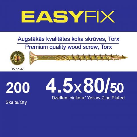 EASY-FIX Koka Konstrukciju Skrūve 4,5x80mm TORX20 (200gb)