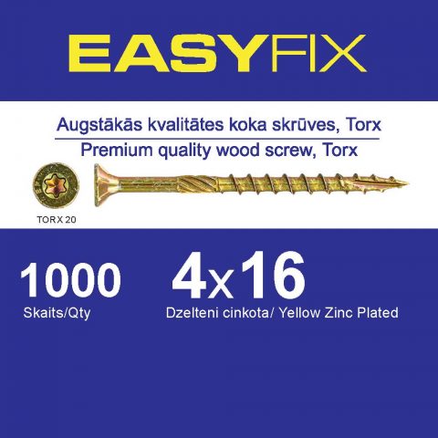 EASY-FIX Koka Konstrukciju Skrūve 4x16mm TORX20 (1000gb)