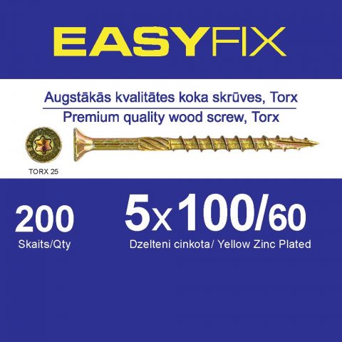 EASY-FIX Koka Konstrukciju Skrūve 5x100mm TORX25 (200gb)