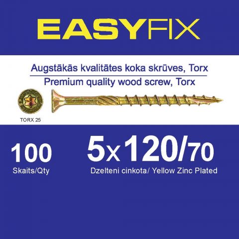 EASY-FIX Koka Konstrukciju Skrūve 5x120mm TORX25 (100gb)
