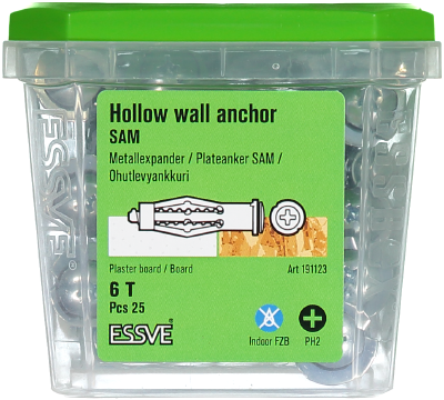 Sienas/paneļu enkurs SAM M6 36-45mm 25gab 191123 ESSVE